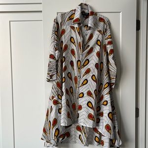 NWT peacock print shirt dress size S (fits like L)